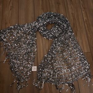 Elegant Silver Sequin Scarf